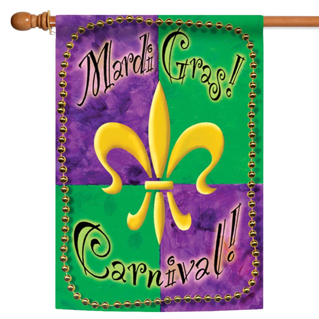 Toland Home Garden Fleur De Lis "Mardi Gras Carnival!" Fade Resistant Outdoor Flag - 40" x 28"
